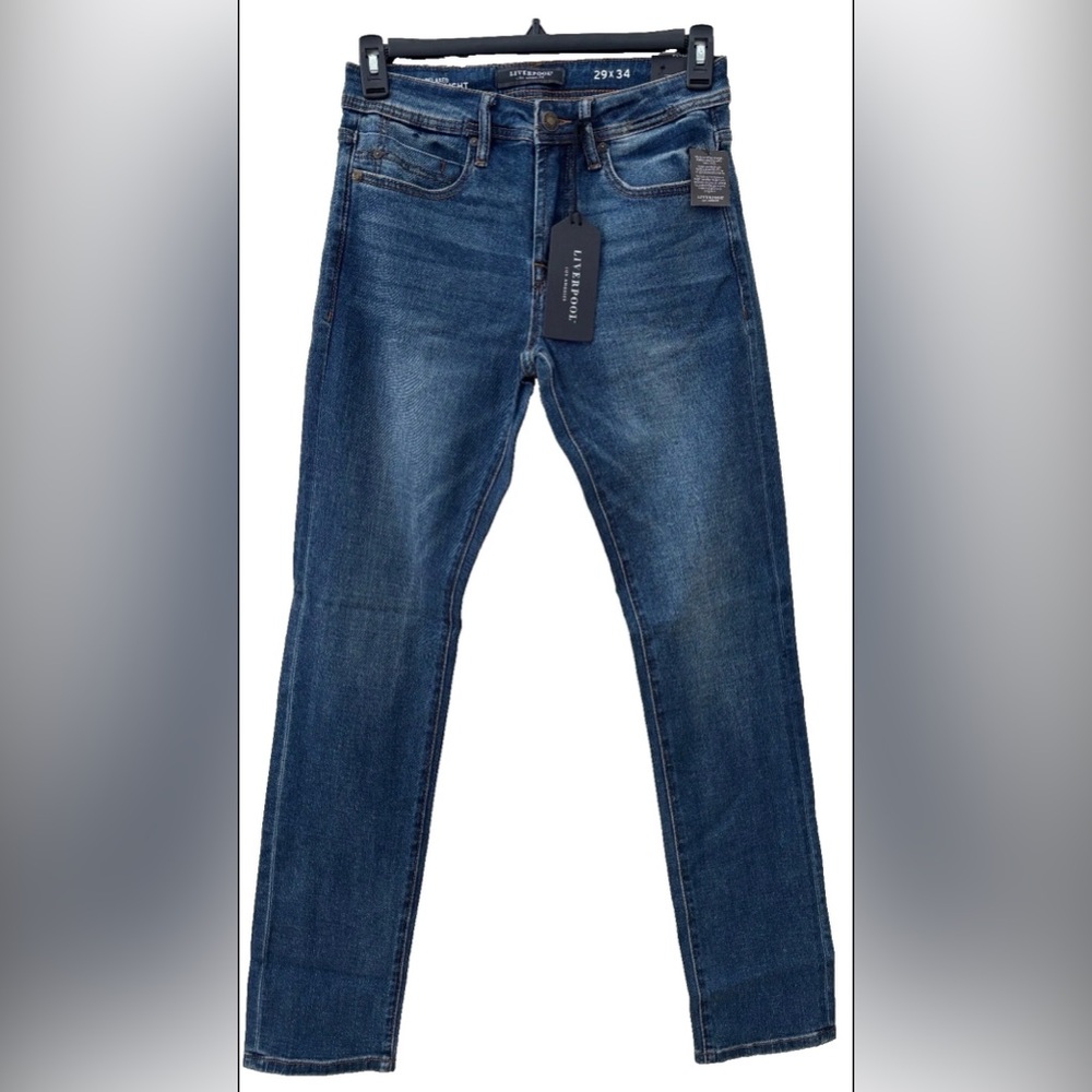 NWT Liverpool Men's 29W/34L Medium Wash Blue Relaxed Straight Jeans